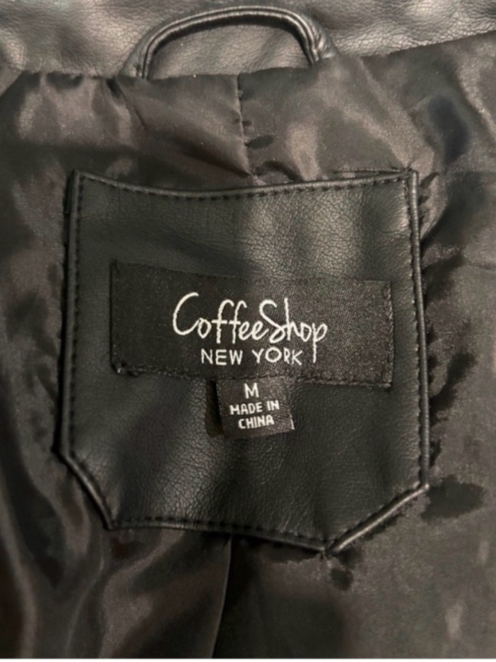 Coffee shop Black Faux Leather Moto Jacket - Sleek Zip Detail - Picture 10 of 16